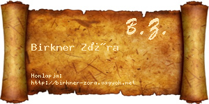 Birkner Zóra névjegykártya